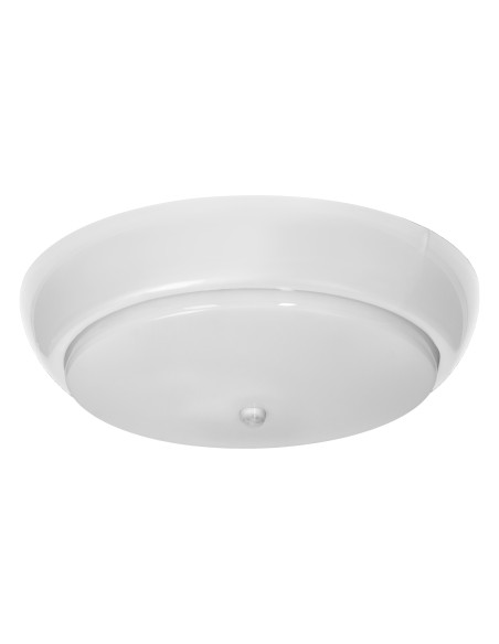 KOKO oprawa LED z czujnikiem ruchu PIR, 12W, 3000K, 1100lm, biała-polipropylen, klosz matowy-poliwęglan, IP44, IK10