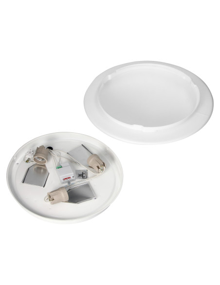 LUBA oprawa 3xE27 z mikrofalowym czujnikiem ruchu, moc max. 3x60W, biała-stal, klosz matowy-szkło, IP44
