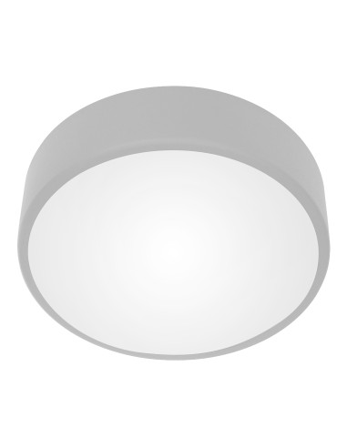 OVO plafon LED, 24W, 4000K, 2750lm, szara stal, klosz szklany matowy, IP20, Ø 300