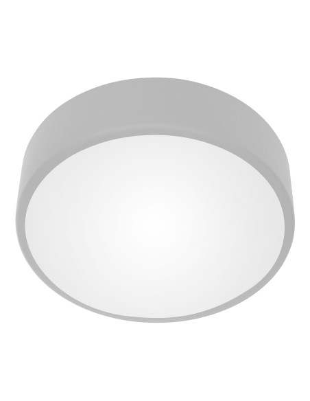 OVO plafon LED, 43W, 4000K, 4750lm, szara stal, klosz szklany matowy, IP20, Ø 400