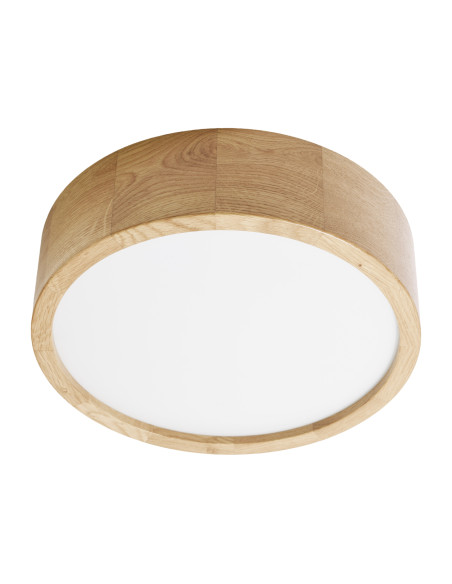 OVO plafon 2xE27, 2x24W, dębowy, klosz szklany matowy, IP20, Ø 275