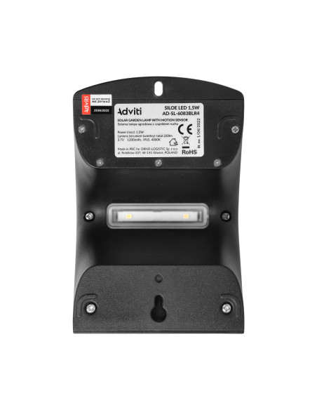  SILOE LED 1,5W, lampa solarna z czujnikiem ruchu 120st, 190lm, IP65, 4000K, 1200mAh, podwójne źródło światła,...