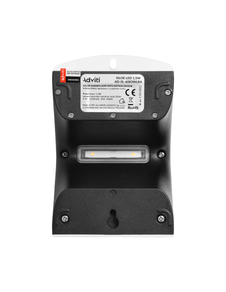  SILOE LED 1,5W, lampa solarna z czujnikiem ruchu 120st, 190lm, IP65, 4000K, 1200mAh, podwójne źródło światła,...