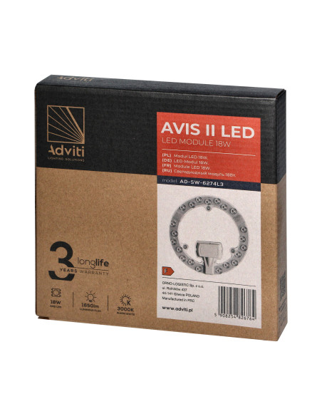 AVIS II LED panel świetlny LED 18W, 1650lm, 3000K, Ø 176