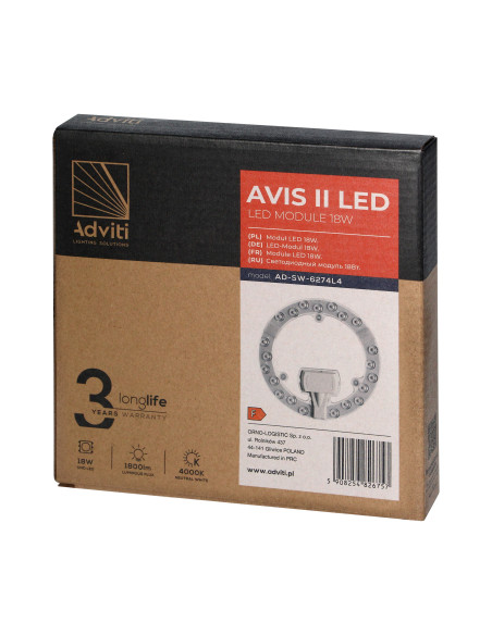 AVIS II LED panel świetlny LED 18W,  1800lm, 4000K, Ø 176