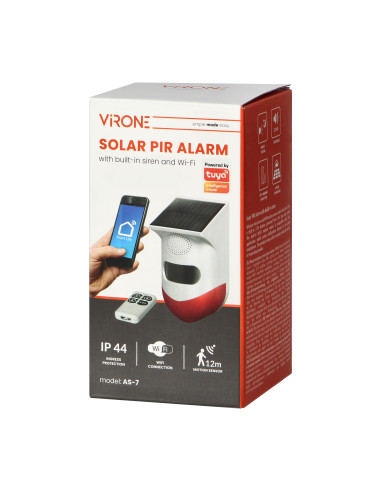 Alarm z wbudowaną syreną i baterią słoneczną,...