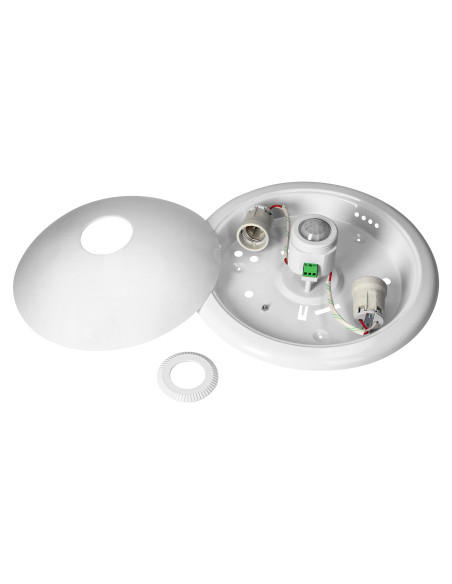 ROVO PC, plafon oświetleniowy z czujnikiem ruchu 360st, 2x25W, E27, IP20, polikarbon mleczny