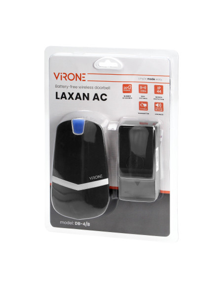 LAXAN AC bezbateryjny dzwonek bezprzewodowy, czarny