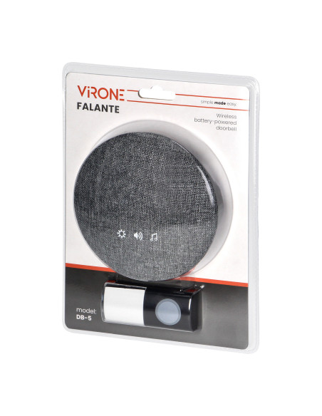 FALANTE, dzwonek bezprzewodowy bateryjny, learning system, 38 dźwięków, 200m