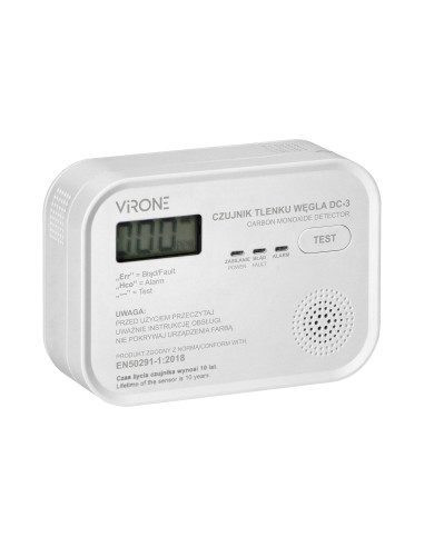  Bateryjny czujnik tlenku węgla z przyciskiem...