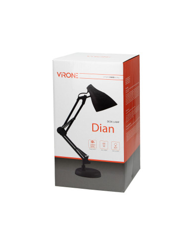 DIAN lampa biurkowa. 60W stalowa, czarna