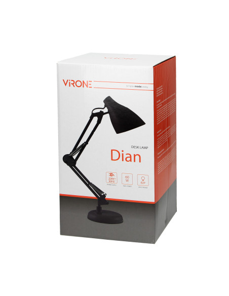 DIAN lampa biurkowa. 60W stalowa, biała
