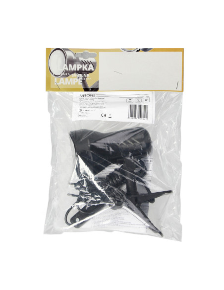 DALLA, lampa biurkowa z klipsem, 40W, E27, stal + tworzywo, czarna