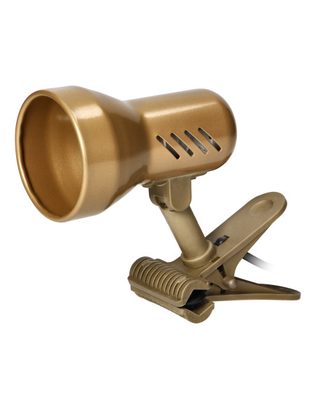 DALLA, lampa biurkowa z klipsem, 40W, E27, stal + tworzywo, złota