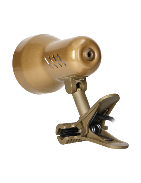 DALLA, lampa biurkowa z klipsem, 40W, E27, stal + tworzywo, złota