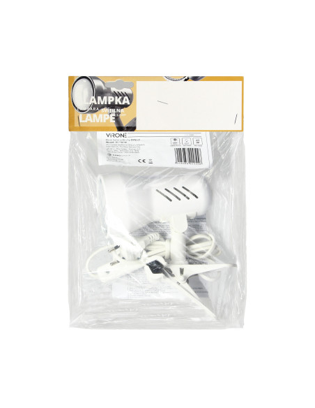 DALLA, lampa biurkowa z klipsem, 40W, E27, stal + tworzywo, biała