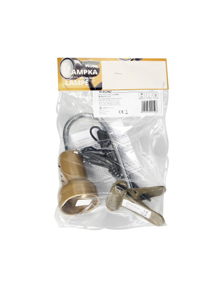 LUKE, lampa biurkowa z klipsem, flex, 40W, E14, stal + tworzywo, złota