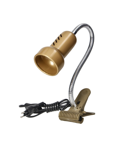 LUKE, lampa biurkowa z klipsem, flex, 40W, E14, stal + tworzywo, złota