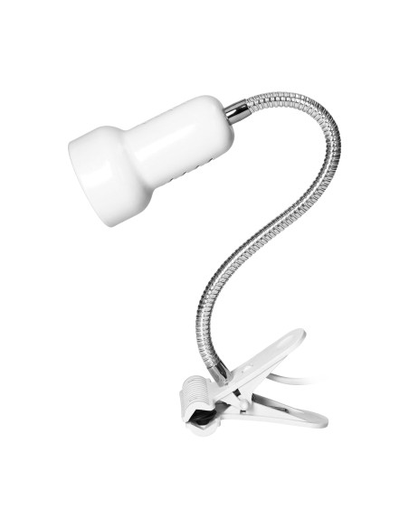 LUKE, lampa biurkowa z klipsem, flex, 40W, E14, stal + tworzywo, biała