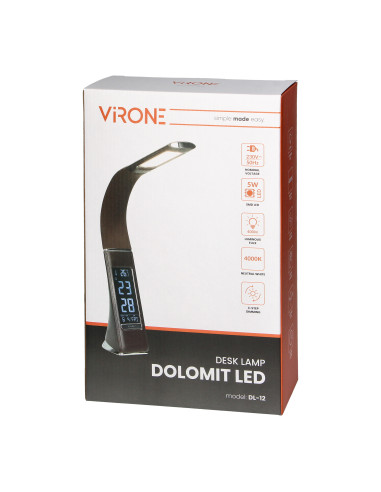 DOLOMIT LED 5W, lampka biurkowa z budzikiem,...