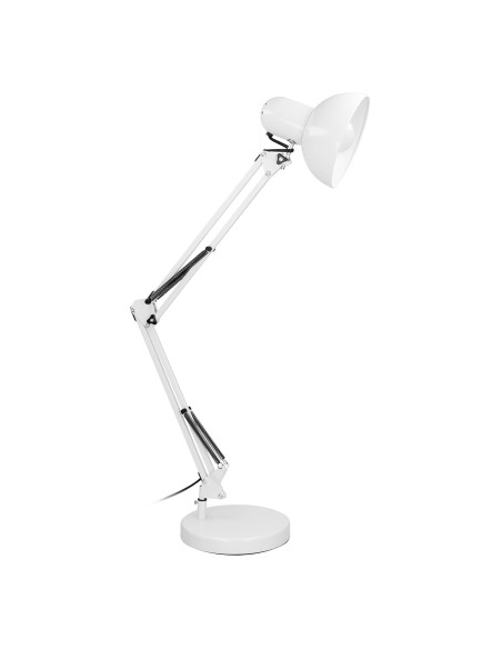 DEON, lampa biurkowa, 60W, E27, wysoka, stal, biała