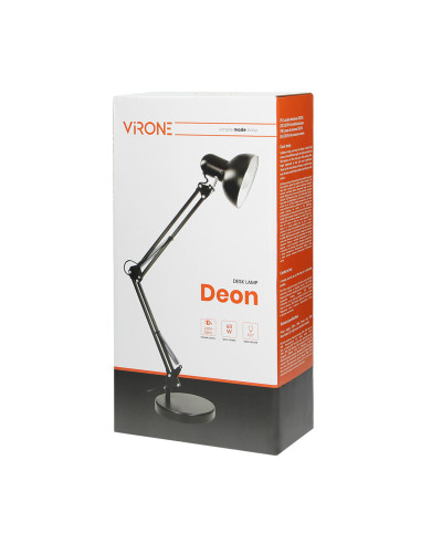 DEON, lampa biurkowa, 60W, E27, wysoka, stal,...