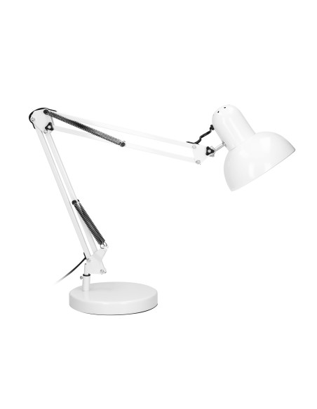 DEON, lampa biurkowa, 60W, E27, wysoka, stal, biała