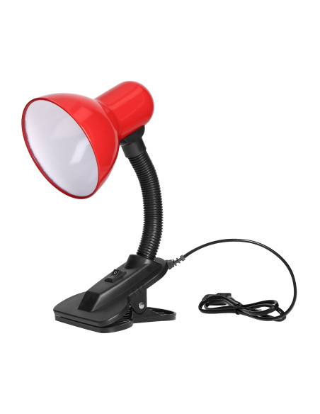 LATSA, lampa biurkowa z klipsem, 40W, E27, stal + tworzywo, czerwona