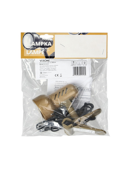 KELLY, lampa biurkowa z klipsem, 40W, E14, stal + tworzywo, złota