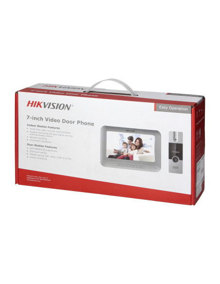HIKVISION DS-KIS202T zestaw wideodomofonowy 4-żyłowy jednorodzinny z monitorem 7" i kamerą typu pin-hole,...