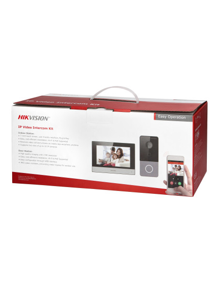 HIKVISION DS-KIS603 zestaw wideodomofonowy jednorodzinny PoE z monitorem dotykowym 7", z czytnikiem zbliżeniowym,...