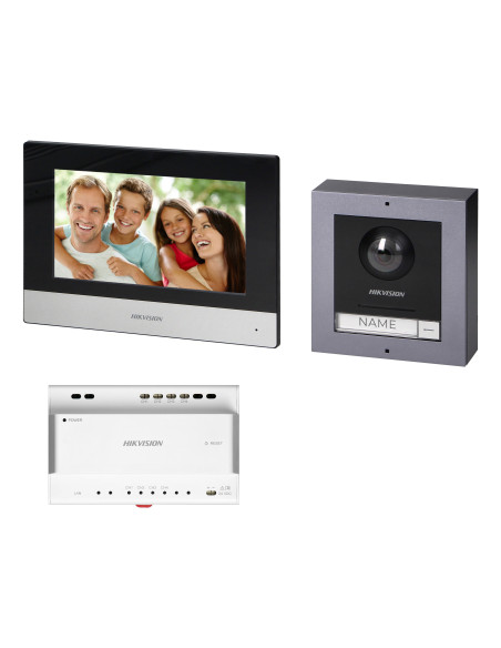 HIKVISION DS-KIS702Y zestaw wideodomofonowy 2-żyłowy jednorodzinny z monitorem dotykowym 7" z WiFi, panelem...