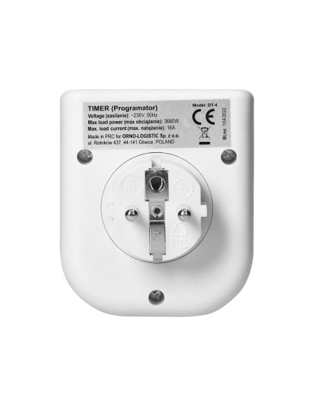  Elektroniczny programator czasowy z górnym wyświetlaczem LCD, 230 VAC 3680W, 16 punktów przełączenia, symulator...