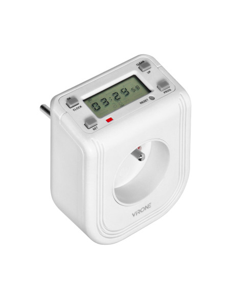  Elektroniczny programator czasowy z górnym wyświetlaczem LCD, 230 VAC 3680W, 16 punktów przełączenia, symulator...