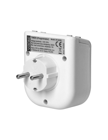  Elektroniczny programator czasowy z górnym wyświetlaczem LCD, 230 VAC 3680W, 16 punktów przełączenia, symulator...