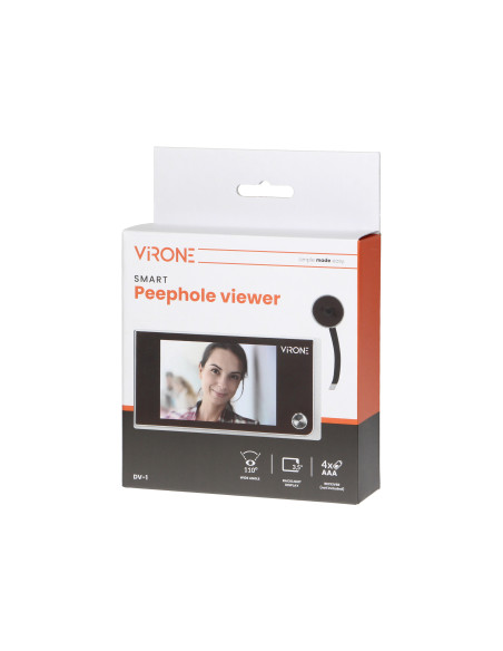 Elektroniczny wizjer do drzwi LCD 3,5", szerokokątny obiektyw, bateryjny, srebrny