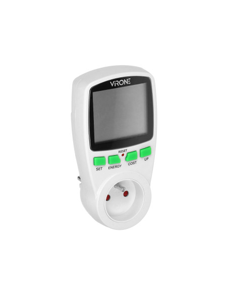 Jednotaryfowy watomierz, kalkulator energii z wyświetlaczem LCD, jedna taryfa, wbudowany akumulator