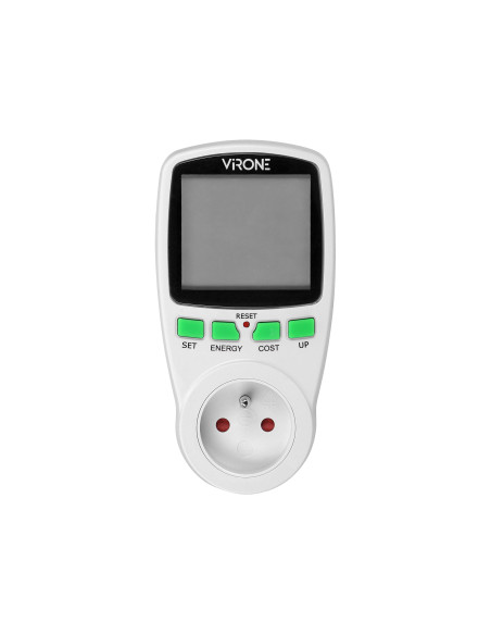 Jednotaryfowy watomierz, kalkulator energii z wyświetlaczem LCD, jedna taryfa, wbudowany akumulator