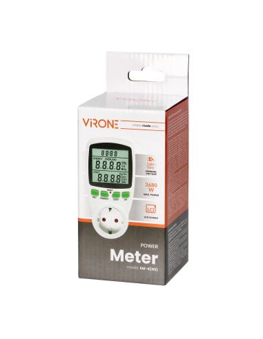 Jednotaryfowy watomierz, kalkulator energii z...