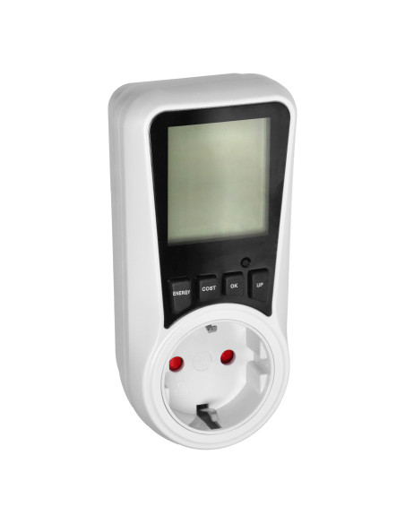  Dwutaryfowy watomierz, kalkulator energii z wyświetlaczem LCD, 2 oddzielne taryfy, wewnętrzny akumulator, 16A...