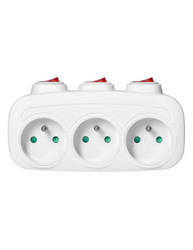 Rozgałęźnik 3x2P+Z z 3 włącznikami