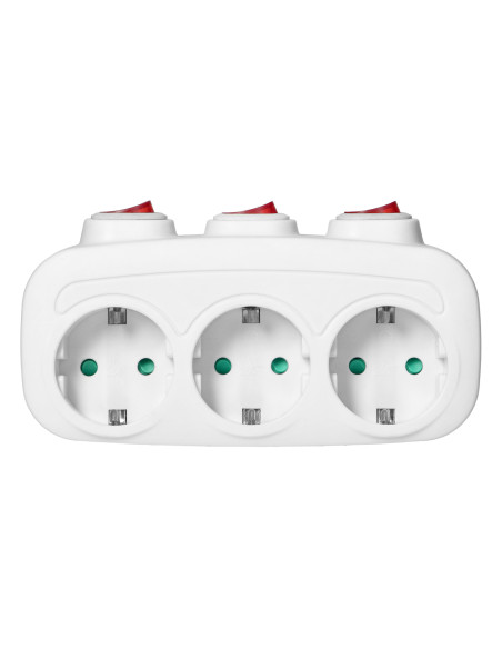 Rozgałęźnik 3x2P+Z (Schuko) z 3 włącznikami