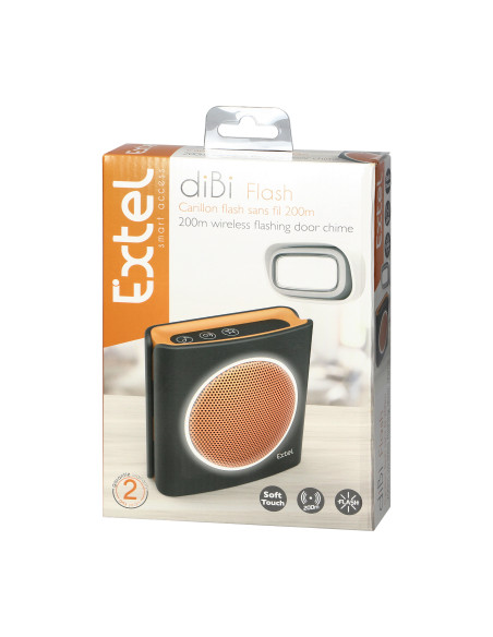 Dzwonek bezprzewodowy, bateryjny EXTEL diBi Flash Soft, czarno pomarańczowy
