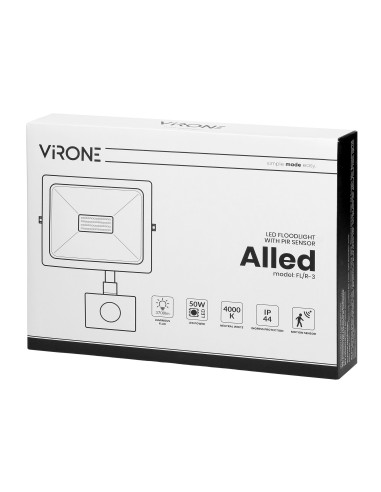 ALLED 50W Naświetlacz LED z PIR, 3700lm, IP44,...