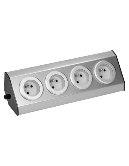Gniazdo meblowe kuchenne 4x2P+Z, 16A, montaż na rzepy, INOX