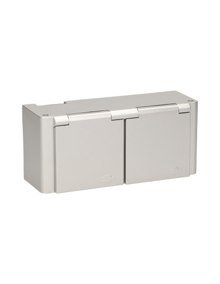 Podwójne gniazdo meblowe podszafkowe, 2x2P+Z srebrne