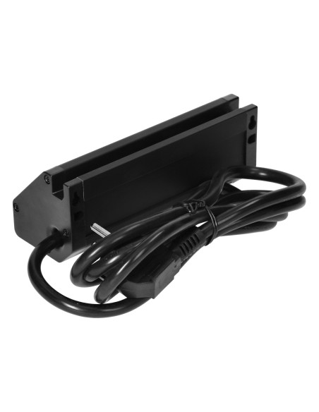 Podwójne gniazdo meblowe z uchwytem na telefon i przewodem 1,5m, 2x2P+Z, czarne