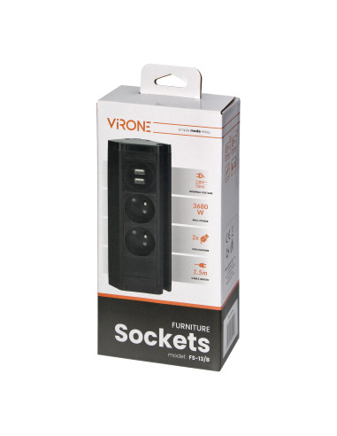 Podwójne gniazdo meblowe z ładowarką USB,...