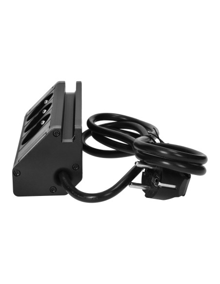 Potrójne gniazdo meblowe z uchwytem na telefon i przewodem 1,5m, 3x2P+Z, czarne