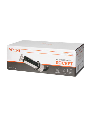 Gniazdo meblowe 3x2P+Z wysuwane z blatu 8cm, 1,8m